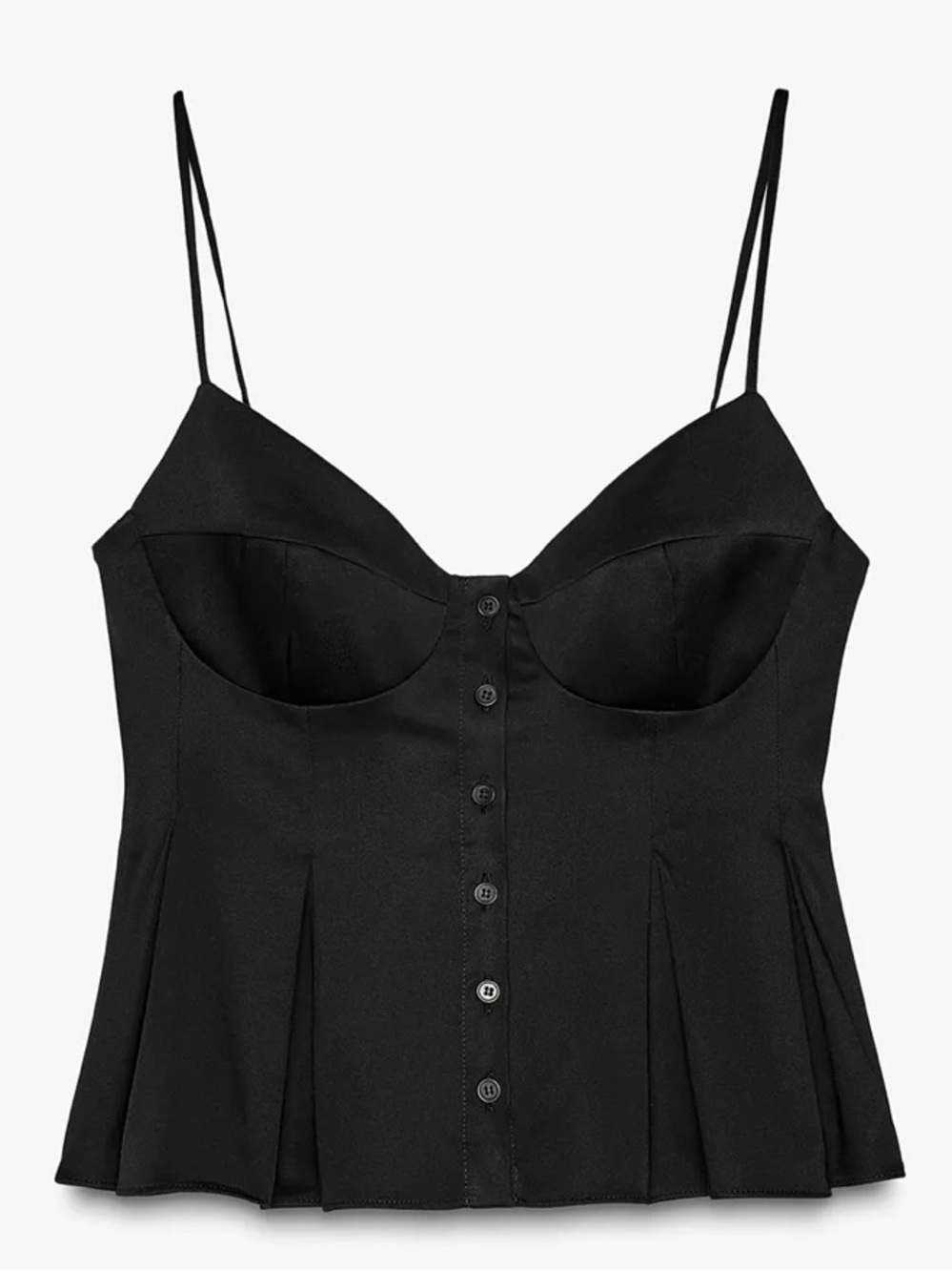 Zara Black Spaghetti-Strap Peplum Bustier Top